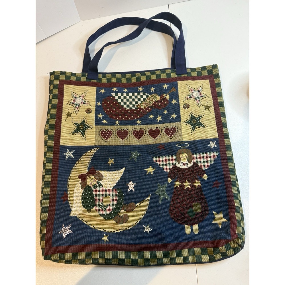 Granny Core Tapestry Tote Bag Angels Primitive 80s